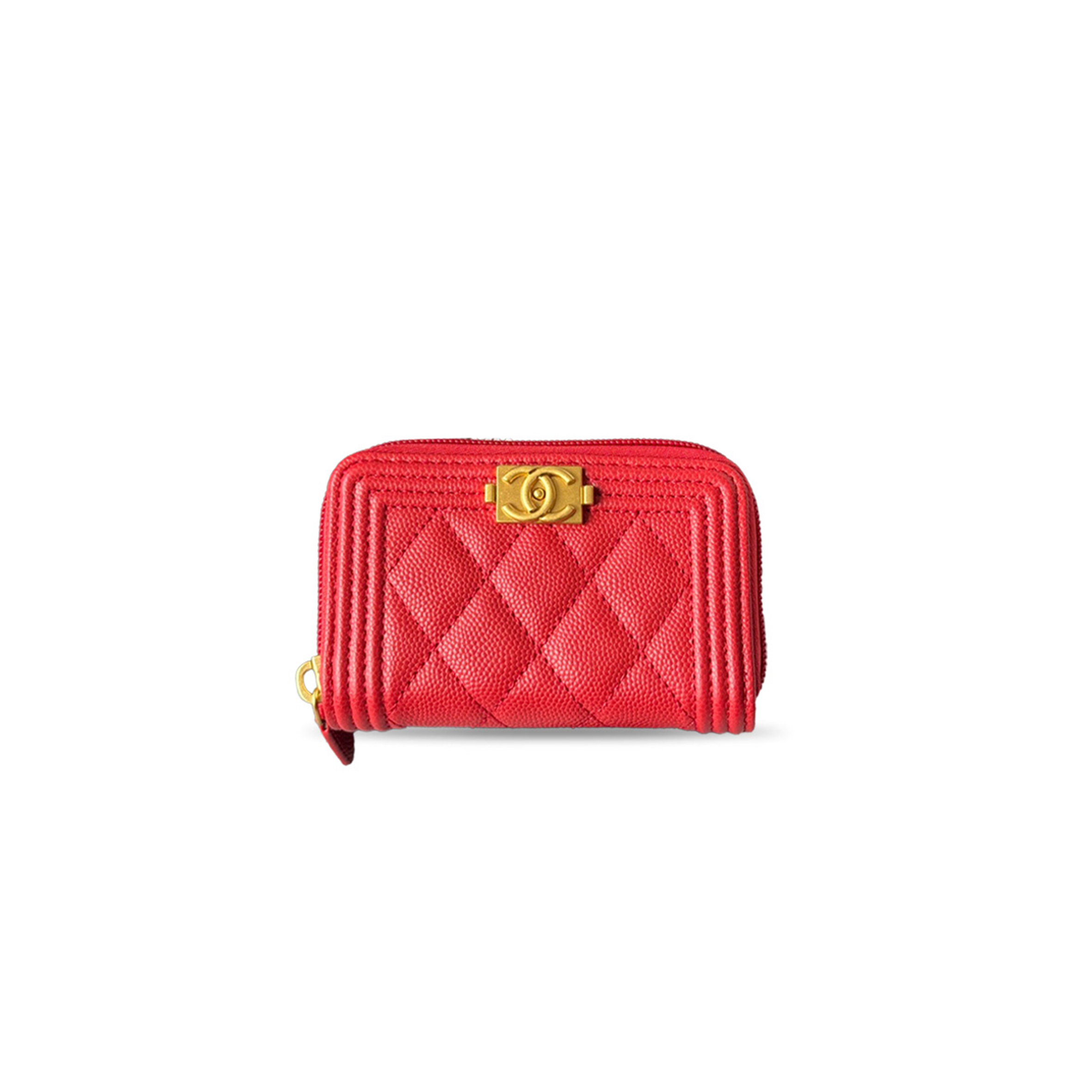 CHANEL CAVIAR QUILTED BOY ZIP AROUND COIN PURSE WALLET A80602 (11*7.5*2cm)